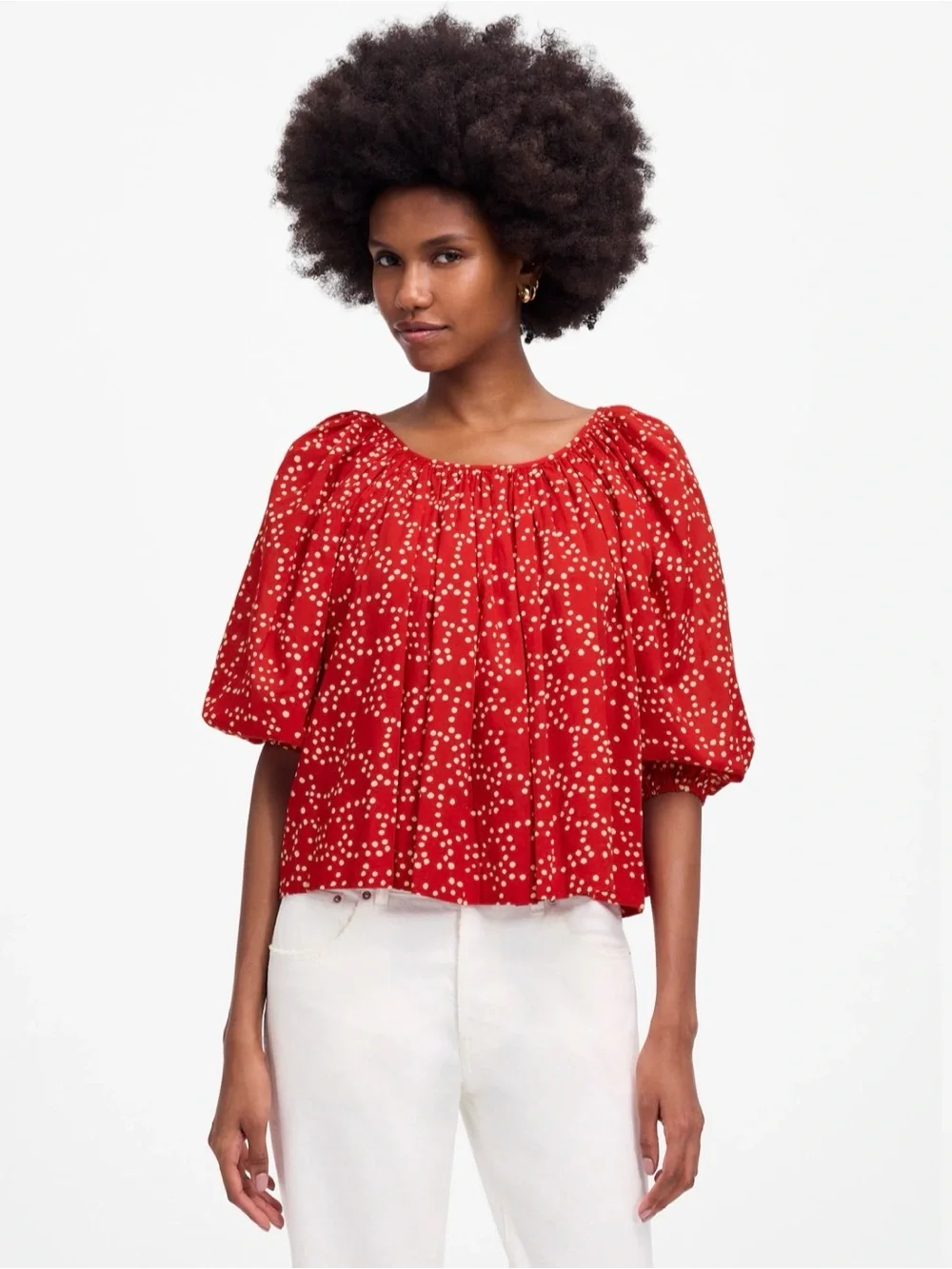 Madewell Shirred Puff Sleeve Blouse XL
